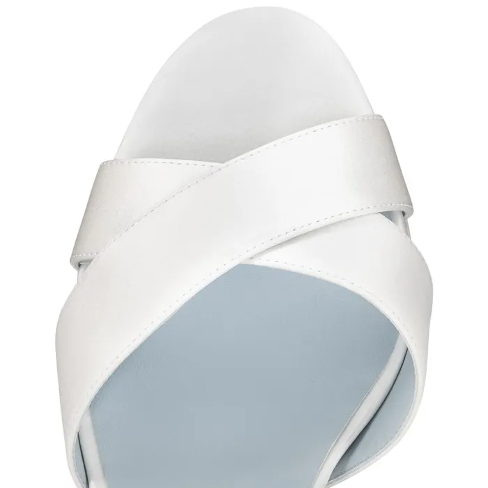 Women Mariza 85 Mm Sandals 8211 Crepe Satin 8211 Ivory White Christian Louboutin Sandals and Slides