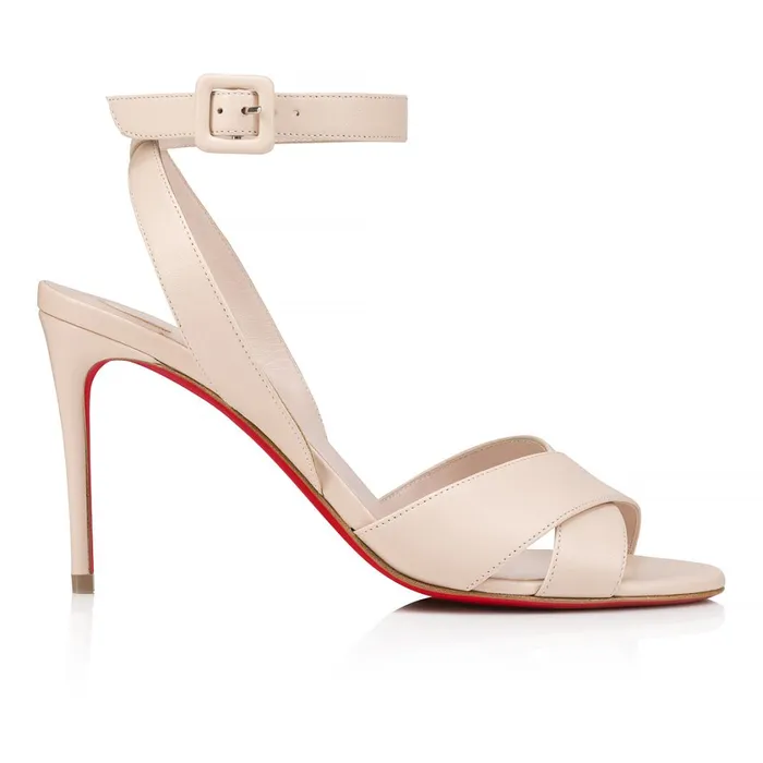Women Mariza 85 Mm Sandals 8211 Nappa Leather 8211 Leche Beige Christian Louboutin Sandals and Slides