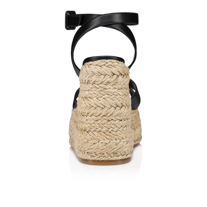 Women Mariza Zeppa 130 Mm Espadrilles 8211 Nappa Leather 8211 Black Black Christian Louboutin Sandals and Slides