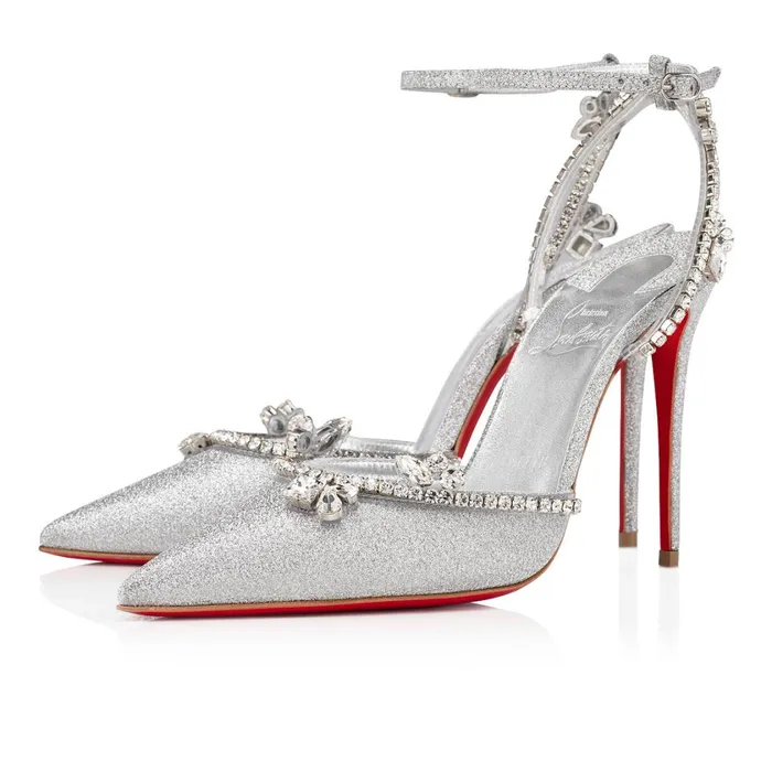 Women Marykate Queen 100 Mm Pumps 8211 Glittered Calf Leather And PVC 8211 Silver Silver Christian Louboutin Pumps Women Marykate Queen 100 Mm Pumps 8211 Glittered Calf Leather And PVC 8211 Silver Silver Christian Louboutin Pumps