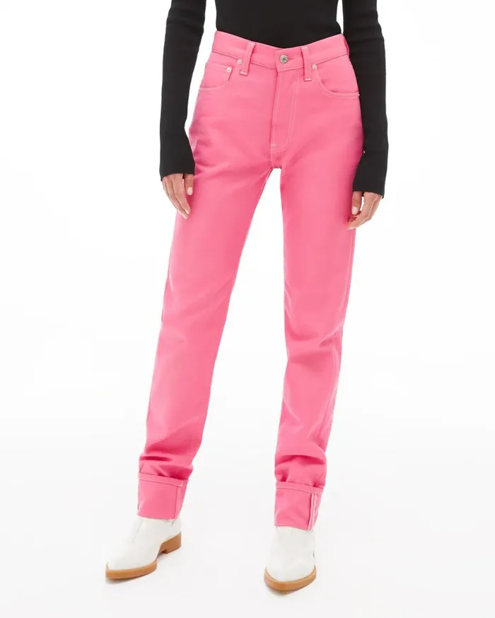 Women Masc Hi Straight Jean Prism Pink Helmut Lang Pants
