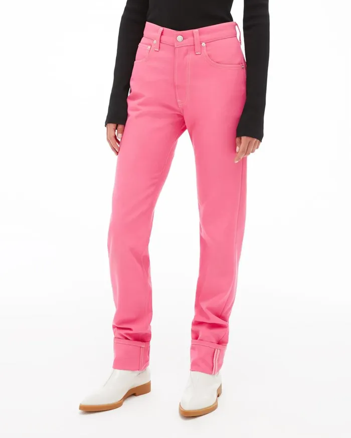 Women Masc Hi Straight Jean Prism Pink Helmut Lang Pants