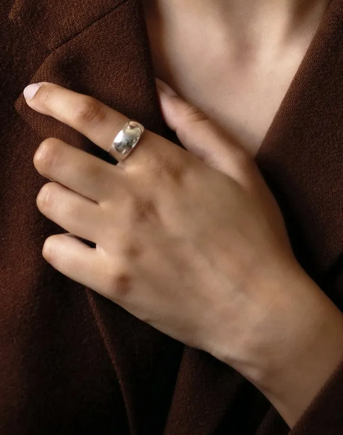 Women Maslo Jewelry Domed Ring Sterling Silver Silver Madewell Jewelry