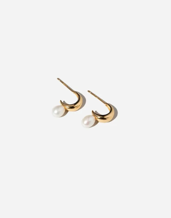 Women Maslo Jewelry Mini Pearl Hoop Earrings Gold Gold Madewell Jewelry