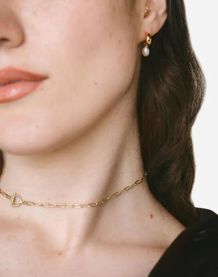 Women Maslo Jewelry Mini Pearl Hoop Earrings Gold Gold Madewell Jewelry