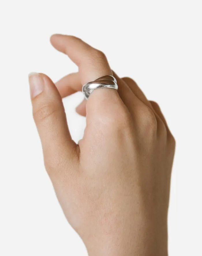 Women Maslo Jewelry Small Linked Ring Sterling Silver Silver Madewell Jewelry Women Maslo Jewelry Small Linked Ring Sterling Silver Silver Madewell Jewelry