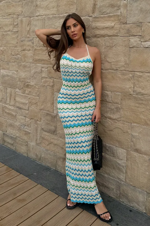 Women Maxi Dresses Runaway The Label ALBIE MAXI DRESS Blue Multi