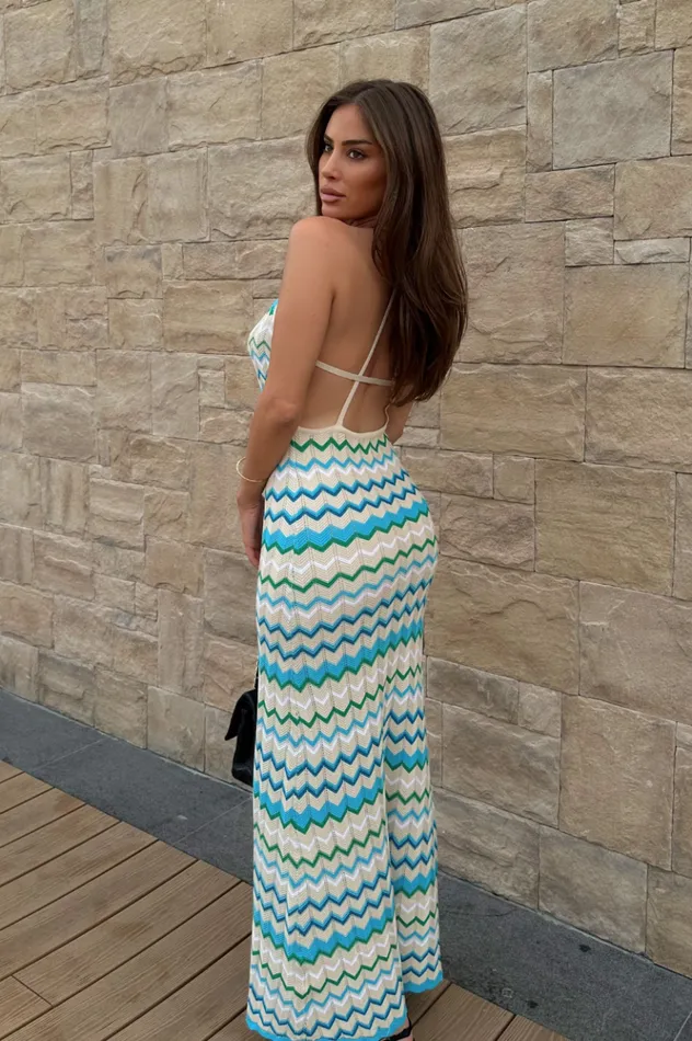 Women Maxi Dresses Runaway The Label ALBIE MAXI DRESS Blue Multi