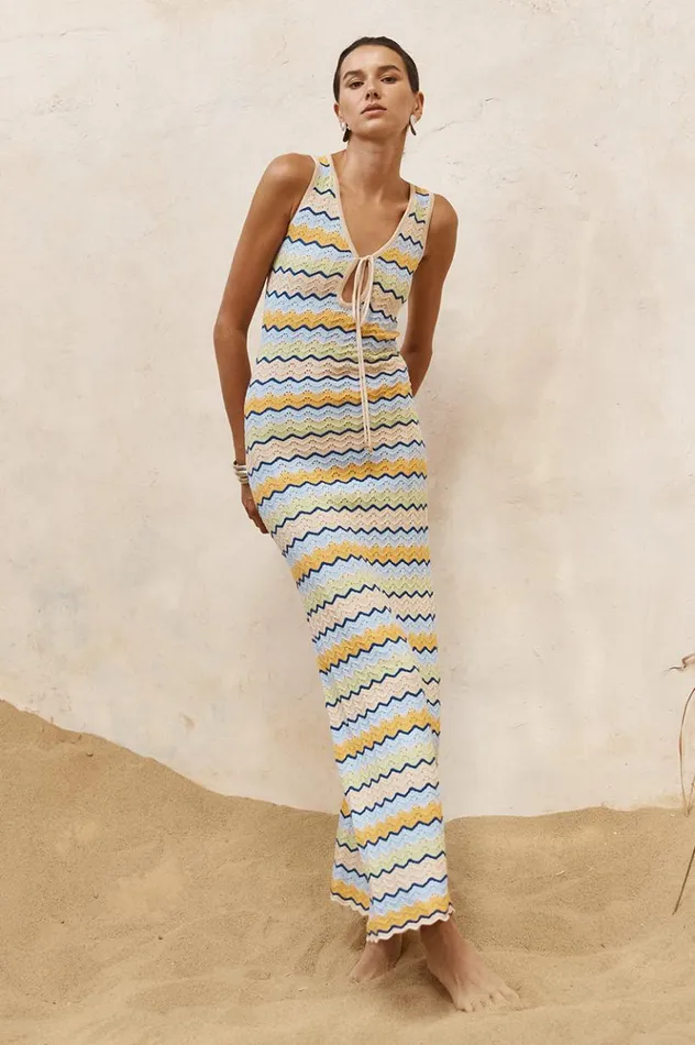 Women Maxi Dresses Runaway The Label ISABO MAXI DRESS Blue Multi