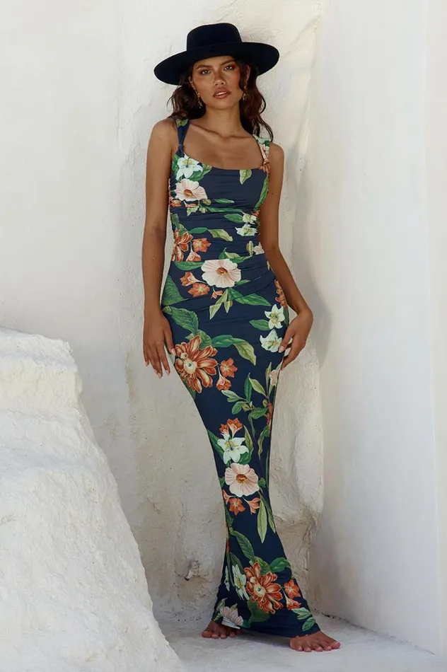 Women Maxi Dresses Runaway The Label MAIORI MAXI DRESS Black Floral