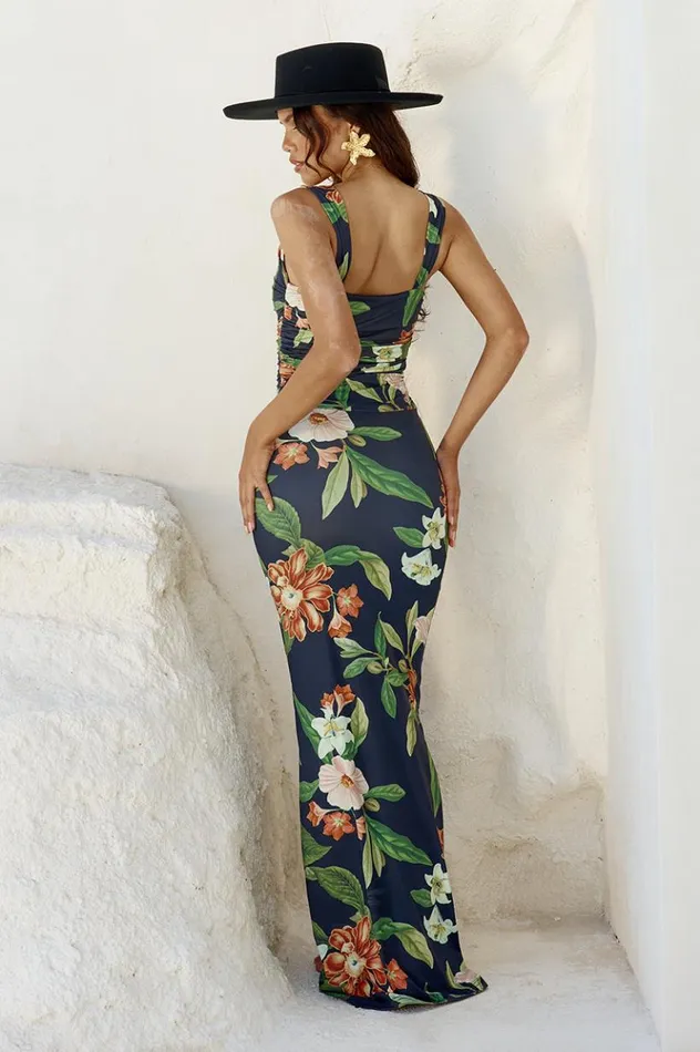 Women Maxi Dresses Runaway The Label MAIORI MAXI DRESS Black Floral