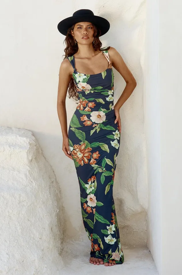 Women Maxi Dresses Runaway The Label MAIORI MAXI DRESS Black Floral