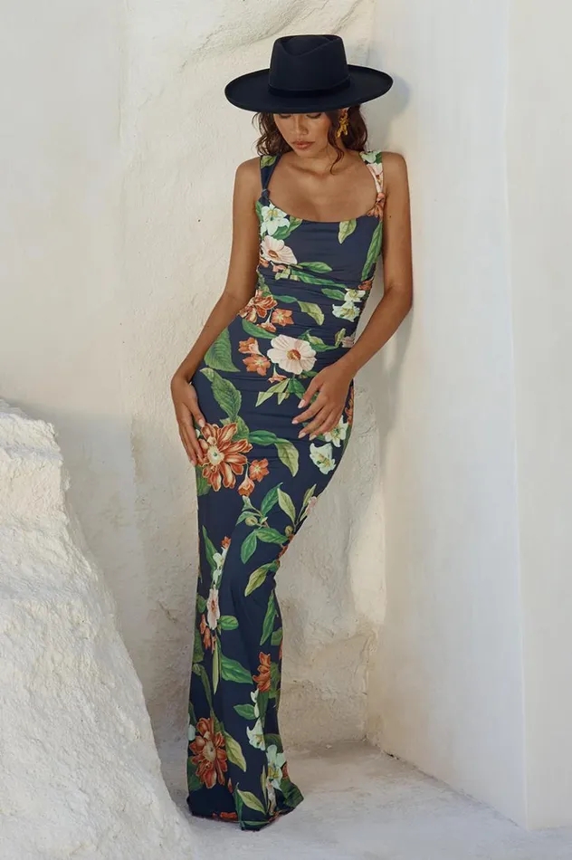 Women Maxi Dresses Runaway The Label MAIORI MAXI DRESS Black Floral