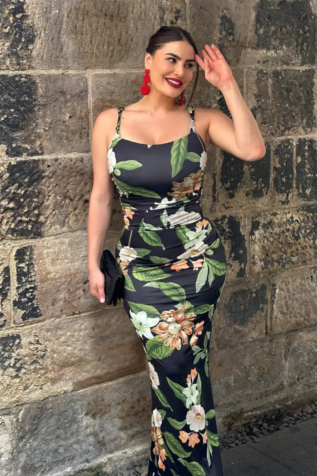 Women Maxi Dresses Runaway The Label MAIORI MAXI DRESS Black Floral