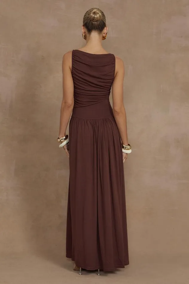 Women Maxi Dresses Runaway The Label NALLA MAXI DRESS Brown