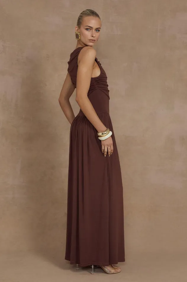 Women Maxi Dresses Runaway The Label NALLA MAXI DRESS Brown