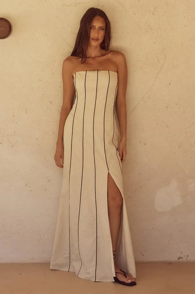 Women Maxi Dresses Runaway The Label RAVELLO MAXI DRESS Cream