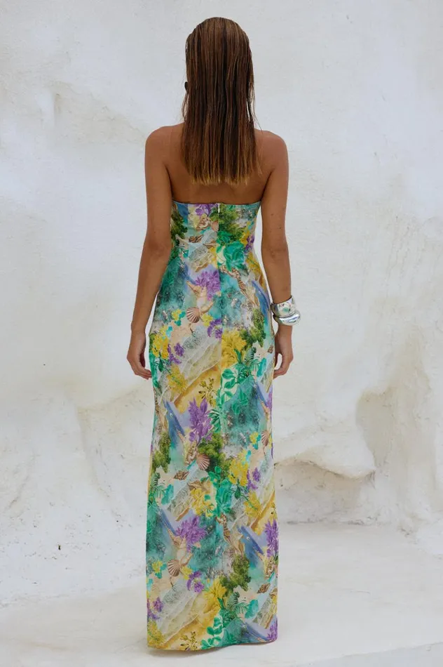 Women Maxi Dresses Runaway The Label VELZY STRAPLESS DRESS Esme Print