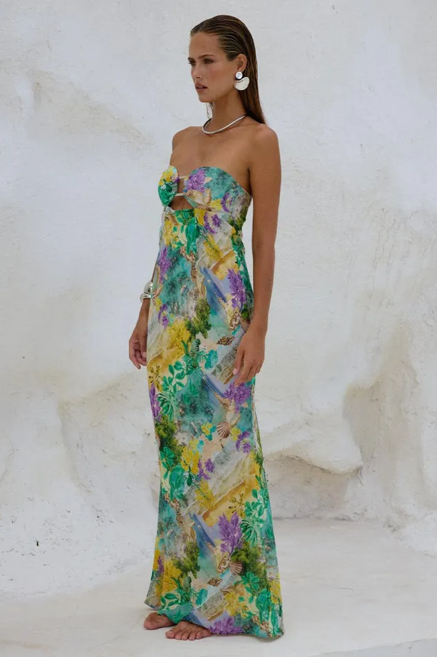 Women Maxi Dresses Runaway The Label VELZY STRAPLESS DRESS Esme Print