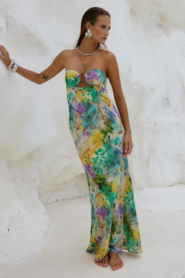 Women Maxi Dresses Runaway The Label VELZY STRAPLESS DRESS Esme Print