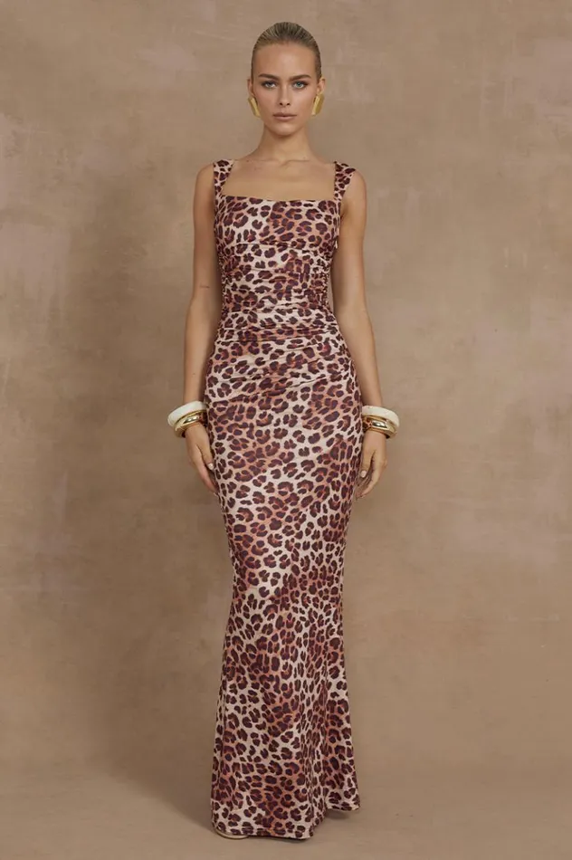 Women Maxi Dresses Runaway The Label VIVIAN MAXI DRESS Leopard Print