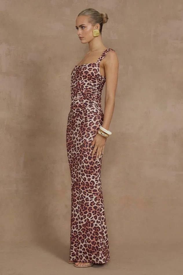 Women Maxi Dresses Runaway The Label VIVIAN MAXI DRESS Leopard Print