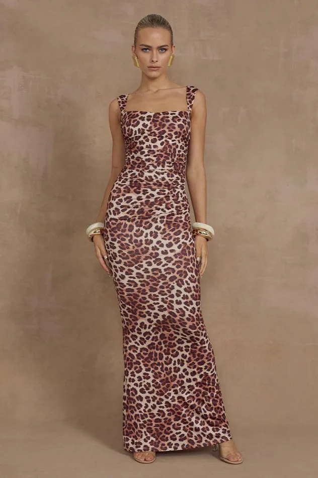Women Maxi Dresses Runaway The Label VIVIAN MAXI DRESS Leopard Print