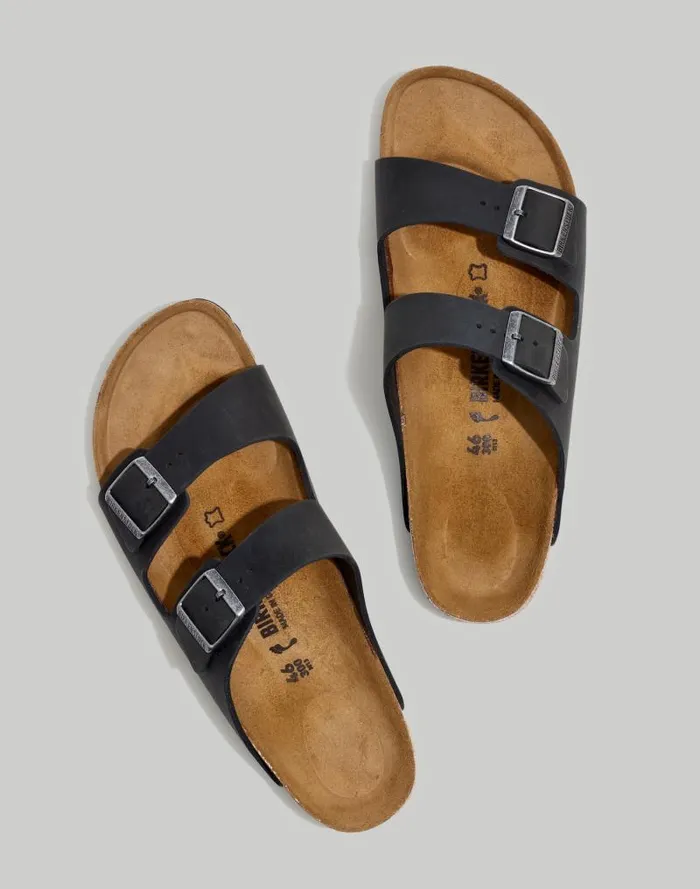 WomenMen Birkenstock Arizona Soft Footbed Sandals In Oiled Leather True Black Madewell Sandals