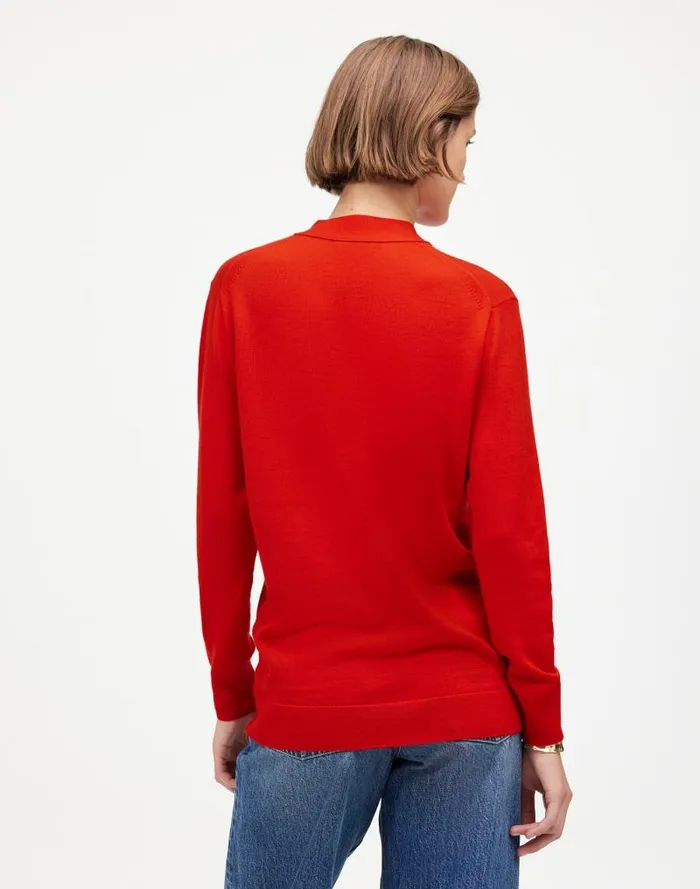 Women Merino Wool Boyfriend Cardigan Bright Cherry Madewell Sweaters