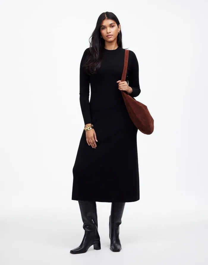 Women Merino Wool Sweater Maxi Dress True Black Madewell Dresses