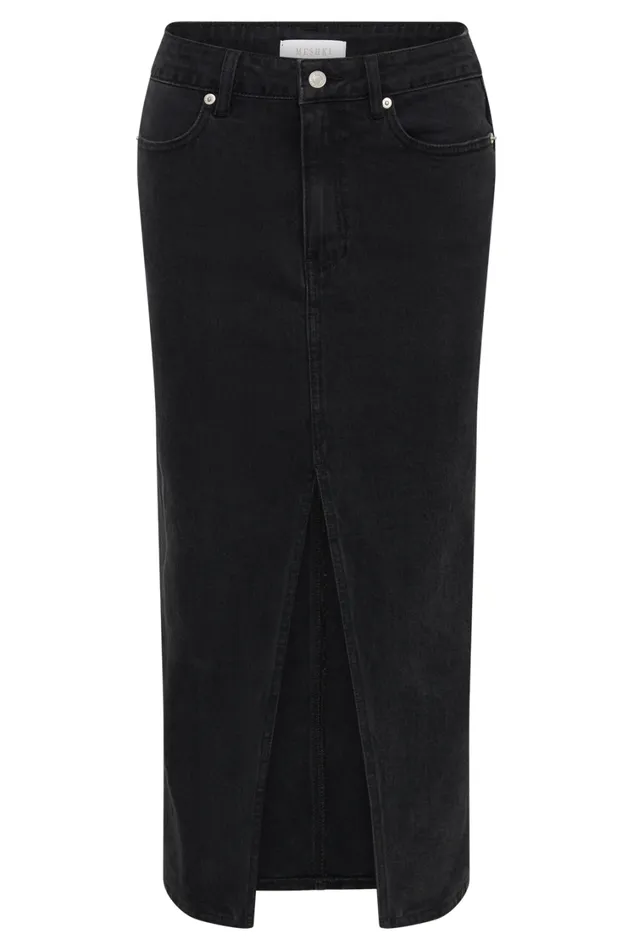 Women Meshki Bottoms Acacia Denim Midi Skirt 8211 Washed Black