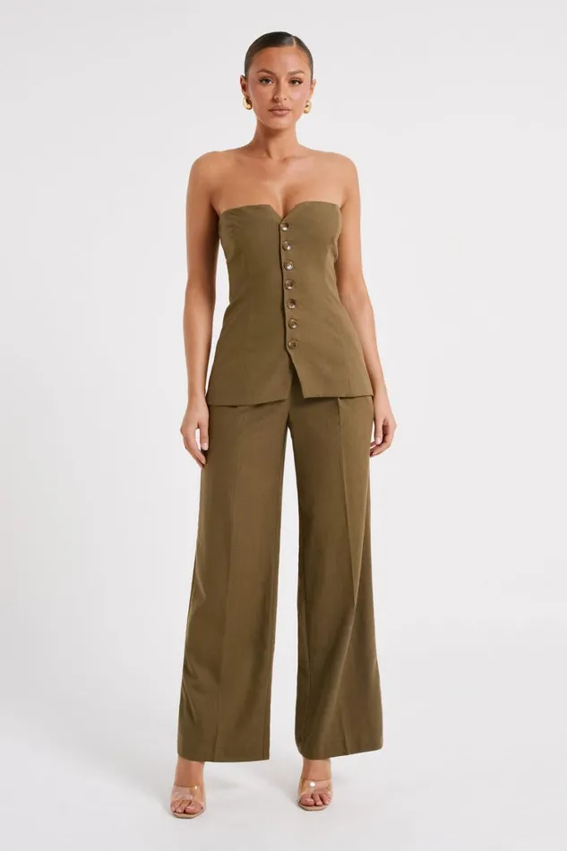 Women Meshki Bottoms Adina Linen Pant 8211 Olive