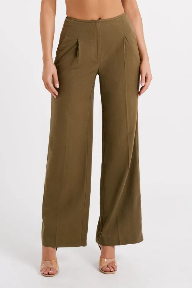 Women Meshki Bottoms Adina Linen Pant 8211 Olive
