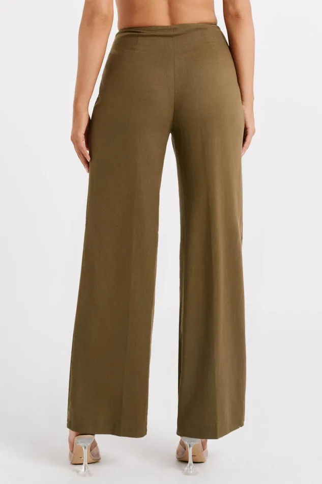 Women Meshki Bottoms Adina Linen Pant 8211 Olive