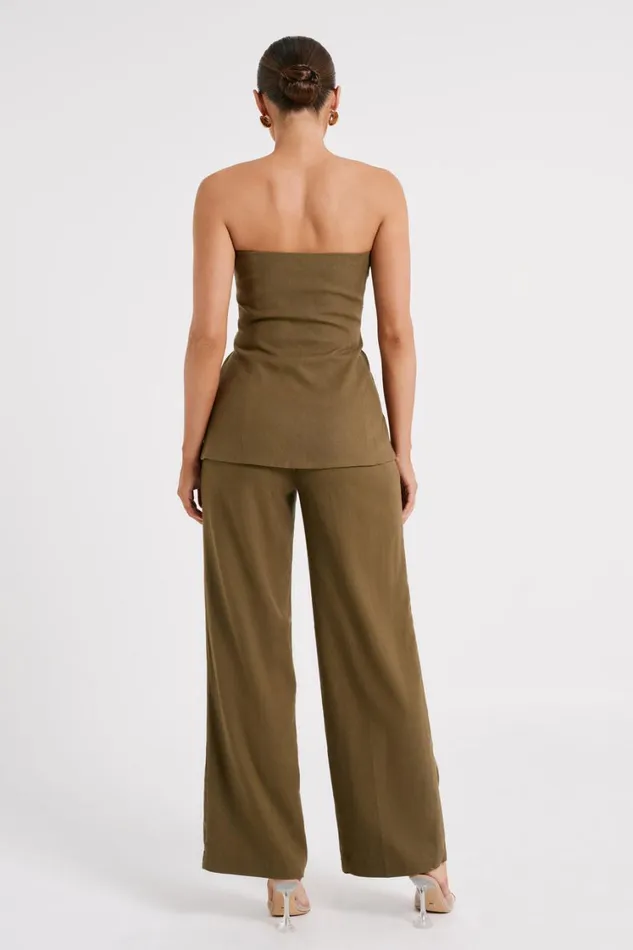 Women Meshki Bottoms Adina Linen Pant 8211 Olive