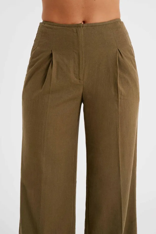 Women Meshki Bottoms Adina Linen Pant 8211 Olive