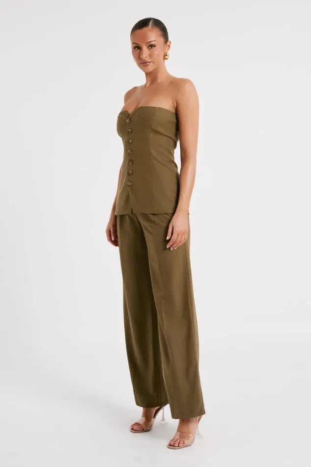 Women Meshki Bottoms Adina Linen Pant 8211 Olive