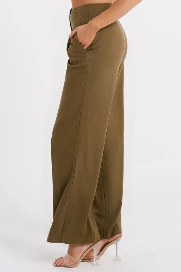 Women Meshki Bottoms Adina Linen Pant 8211 Olive