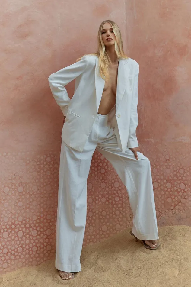 Women Meshki Bottoms Adina Linen Pant 8211 White