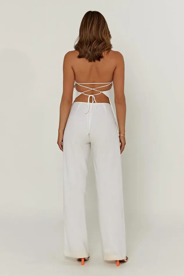 Women Meshki Bottoms Adina Linen Pant 8211 White