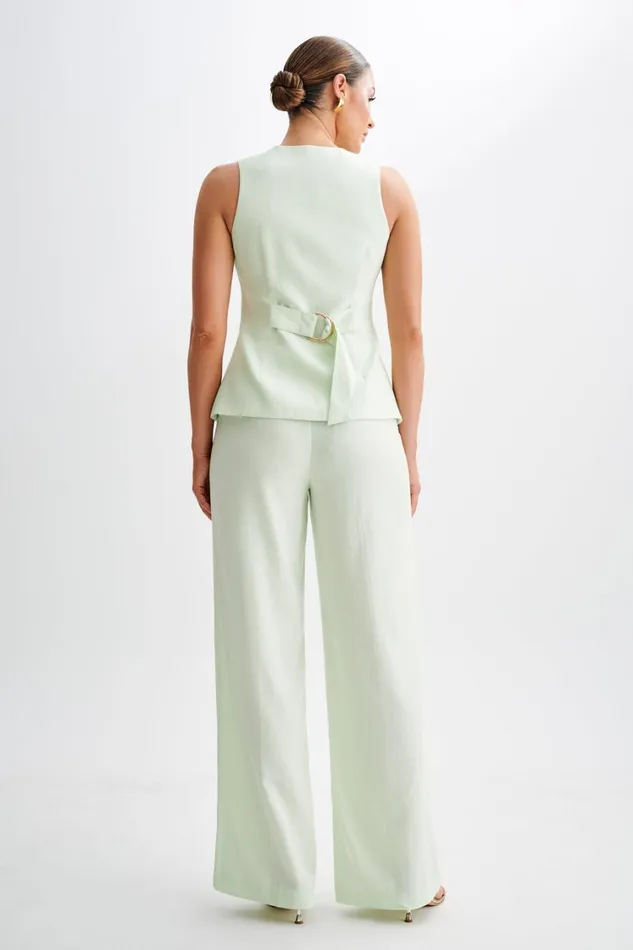 Women Meshki Bottoms Adrina Straight Leg Linen Pant 8211 Mint