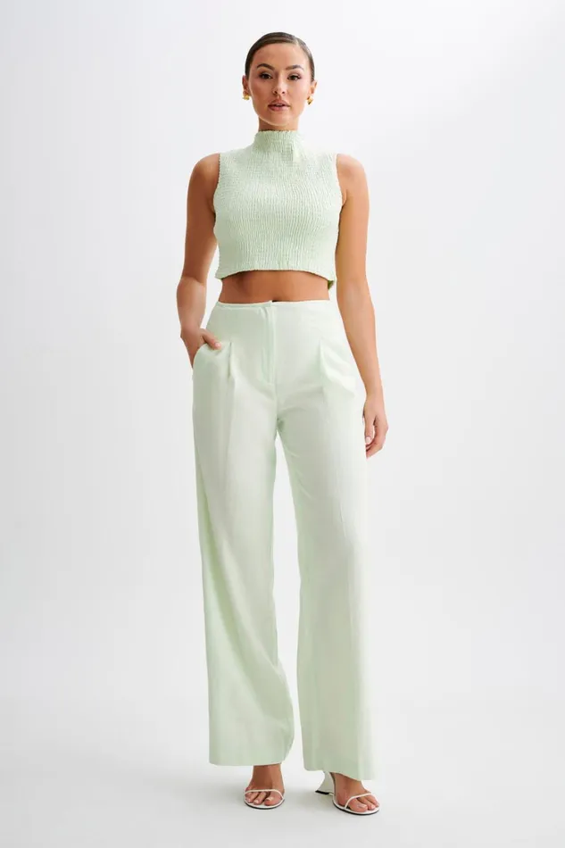 Women Meshki Bottoms Adrina Straight Leg Linen Pant 8211 Mint