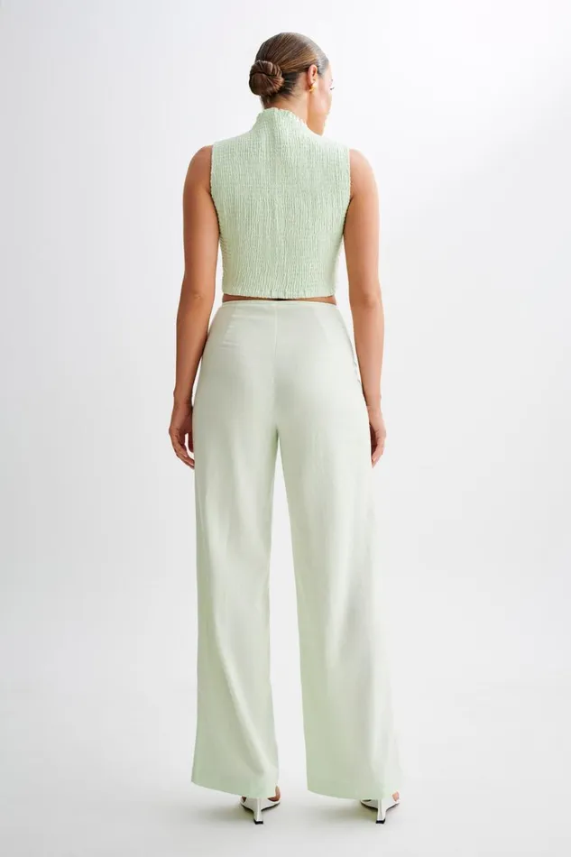 Women Meshki Bottoms Adrina Straight Leg Linen Pant 8211 Mint