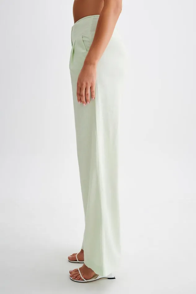 Women Meshki Bottoms Adrina Straight Leg Linen Pant 8211 Mint