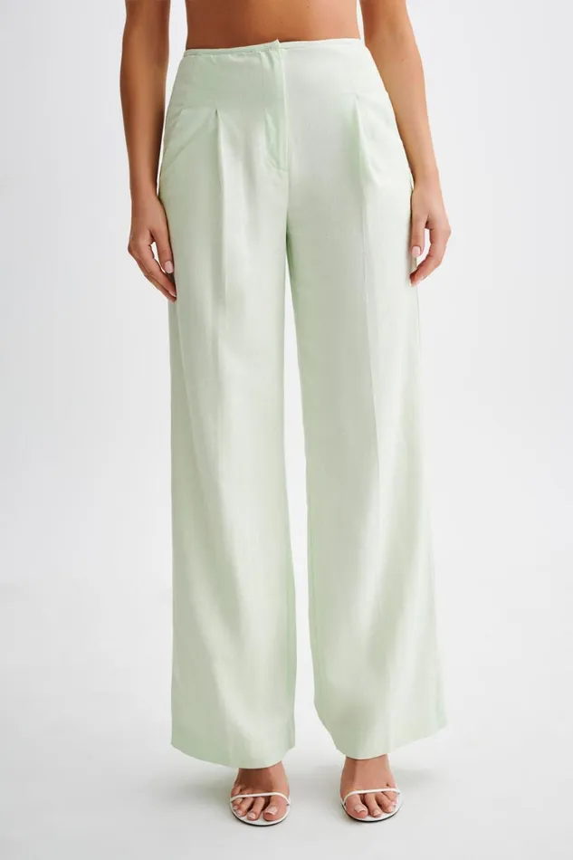 Women Meshki Bottoms Adrina Straight Leg Linen Pant 8211 Mint