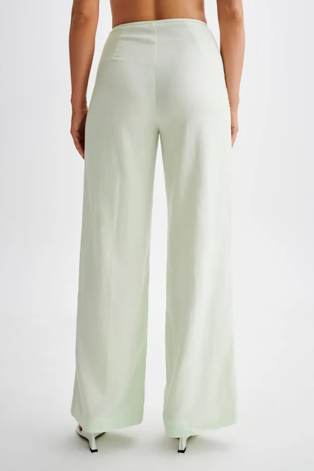 Women Meshki Bottoms Adrina Straight Leg Linen Pant 8211 Mint
