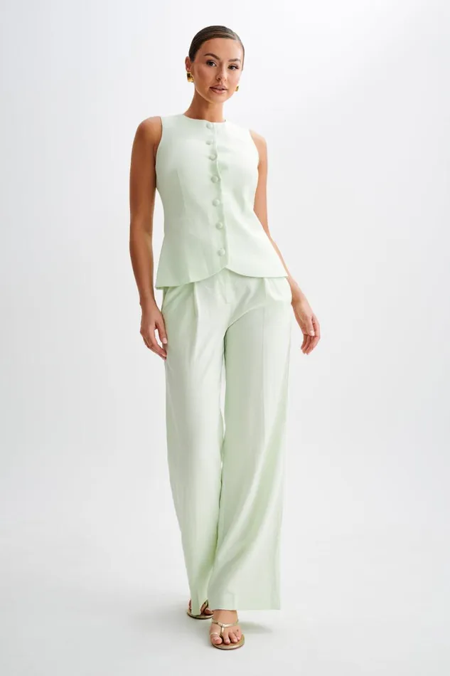 Women Meshki Bottoms Adrina Straight Leg Linen Pant 8211 Mint