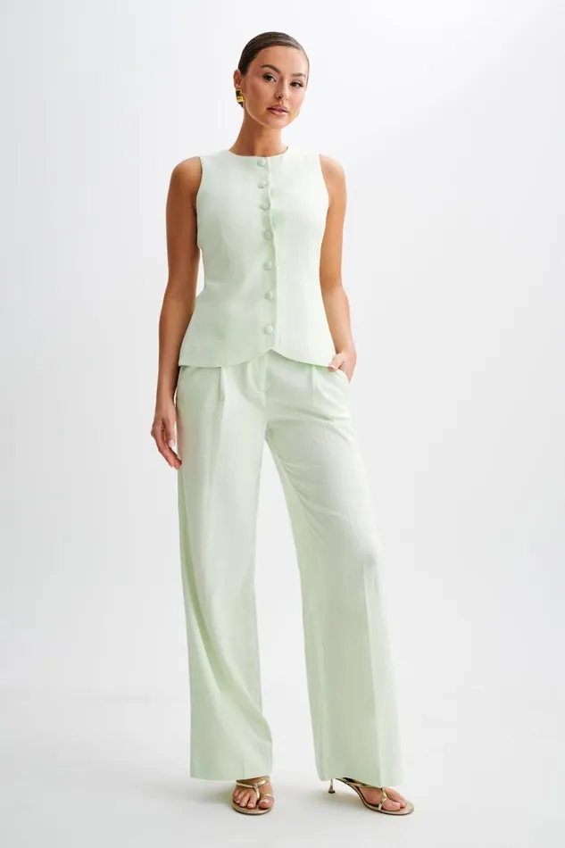 Women Meshki Bottoms Adrina Straight Leg Linen Pant 8211 Mint