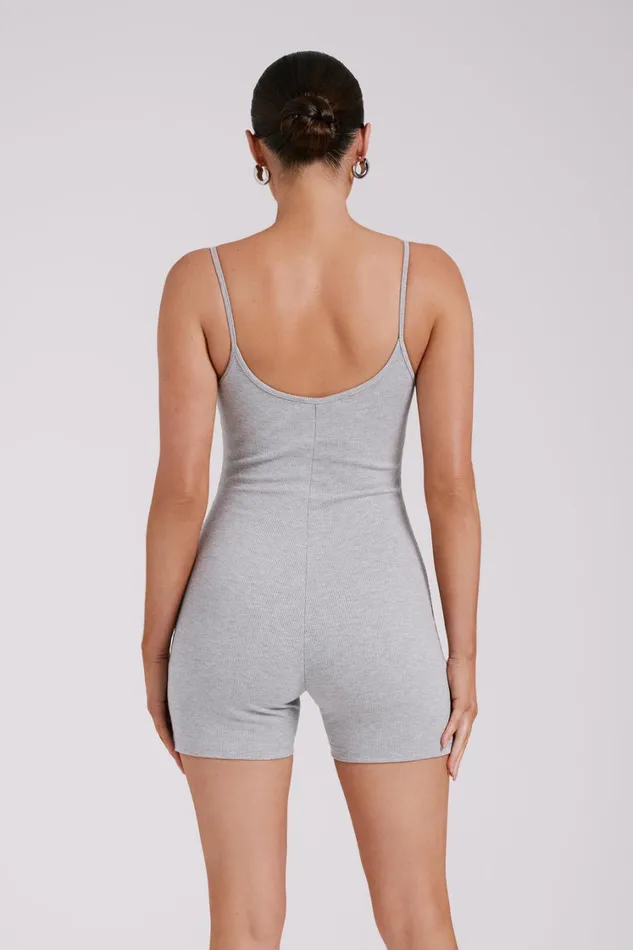 Women Meshki Bottoms Alexis Ribbed Cami Playsuit 8211 Grey Marle
