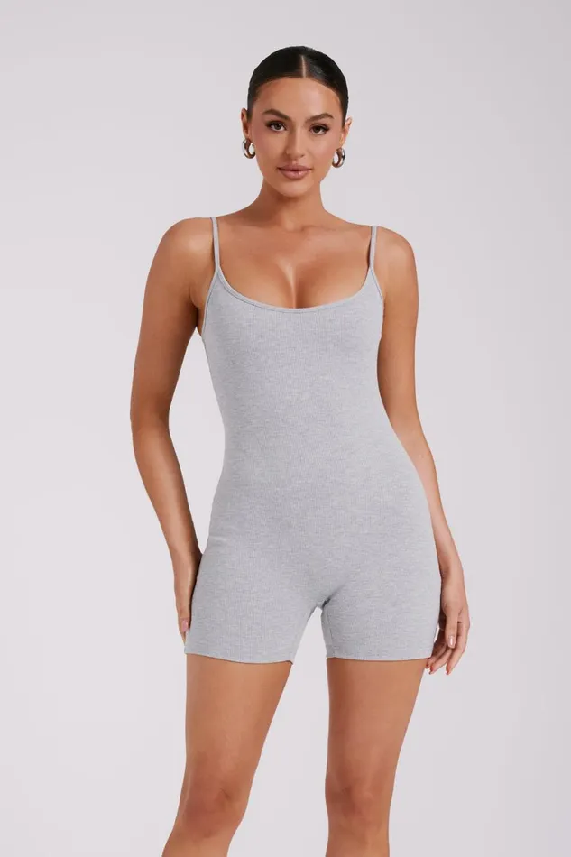 Women Meshki Bottoms Alexis Ribbed Cami Playsuit 8211 Grey Marle